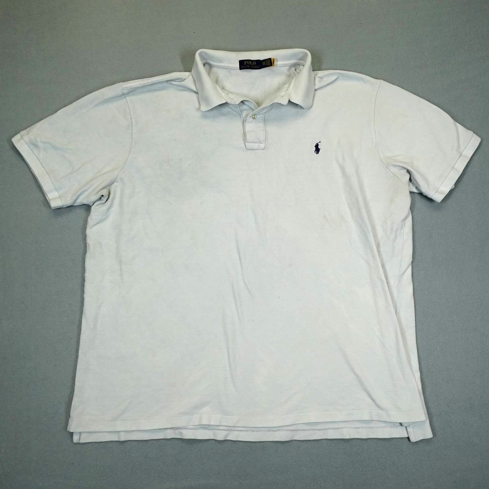 Polo Ralph Lauren Polo Shirt Mens 3XB White Short Sleeve Pique Cotton Logo 5152